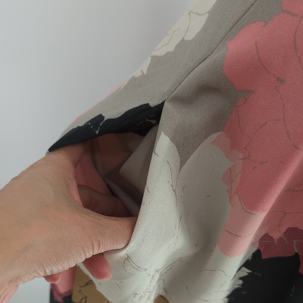 Banana Republic Coral Pink & Black Floral Maxi Shirt Dress - Picture 7 of 9